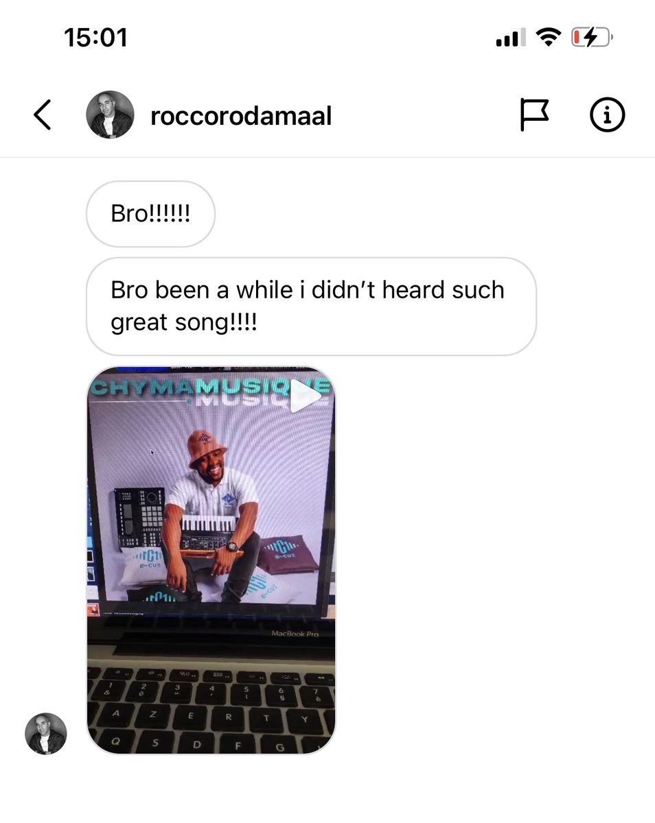 Just received a DM from the Legendary ROCCO after he listened to my album 🔊🎉🎵 🙏… I’m inspired and Humbled #musique