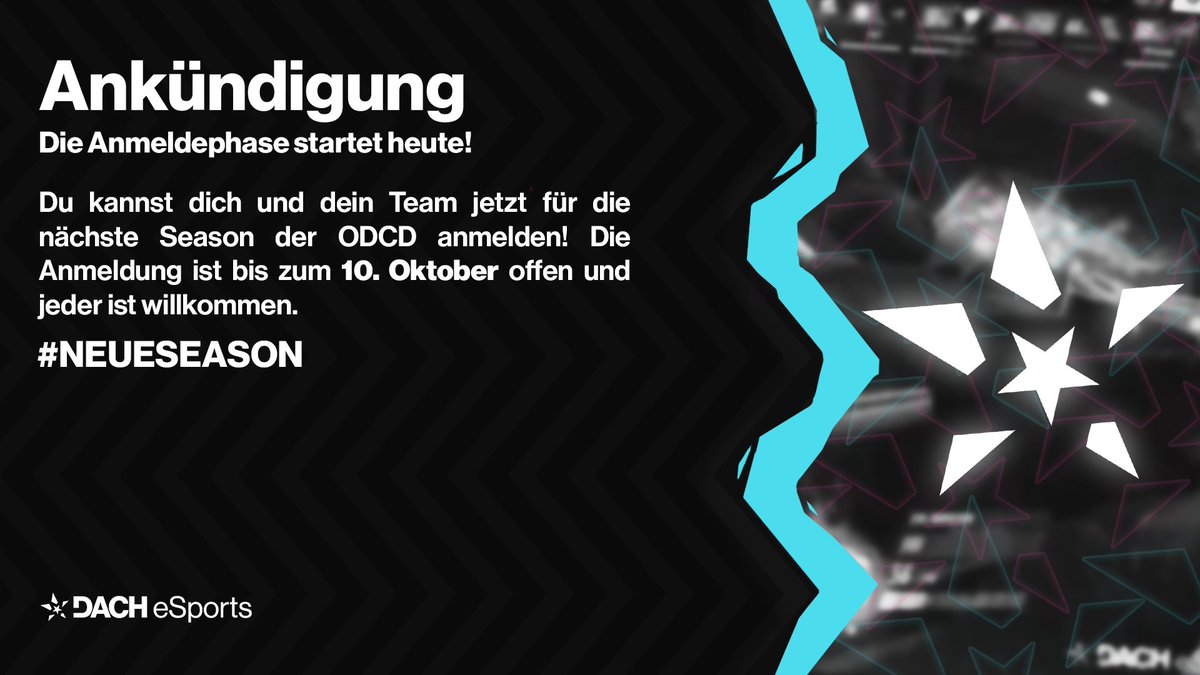 dachesports's tweet photo. Dokomi ist durch! und ihr habt noch Lust auf eine Season ODCD?
Dann haben wir das richtige für euch!
Die ODCD geht ab dem 10.10 in die 2. Runde!
Wir freuen uns auf alte sowie auf neue Teams und Spieler!
Hier könnt ihr euch anmelden: https://t.co/wXEmh9nLLV
#Overwatch #ODCD https://t.co/7ezAOdLc5O