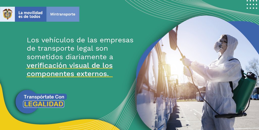 Supertransporte's tweet photo. Uno de los requisitos mínimos que las empresas de transporte deben cumplir, es la verificación diaria de sus vehículos para prestar un servicio confiable y seguro. Movilizarnos en transporte legal es un compromiso con la seguridad. #TranspórtateConLegalidad https://t.co/Sb8R5XlRDT