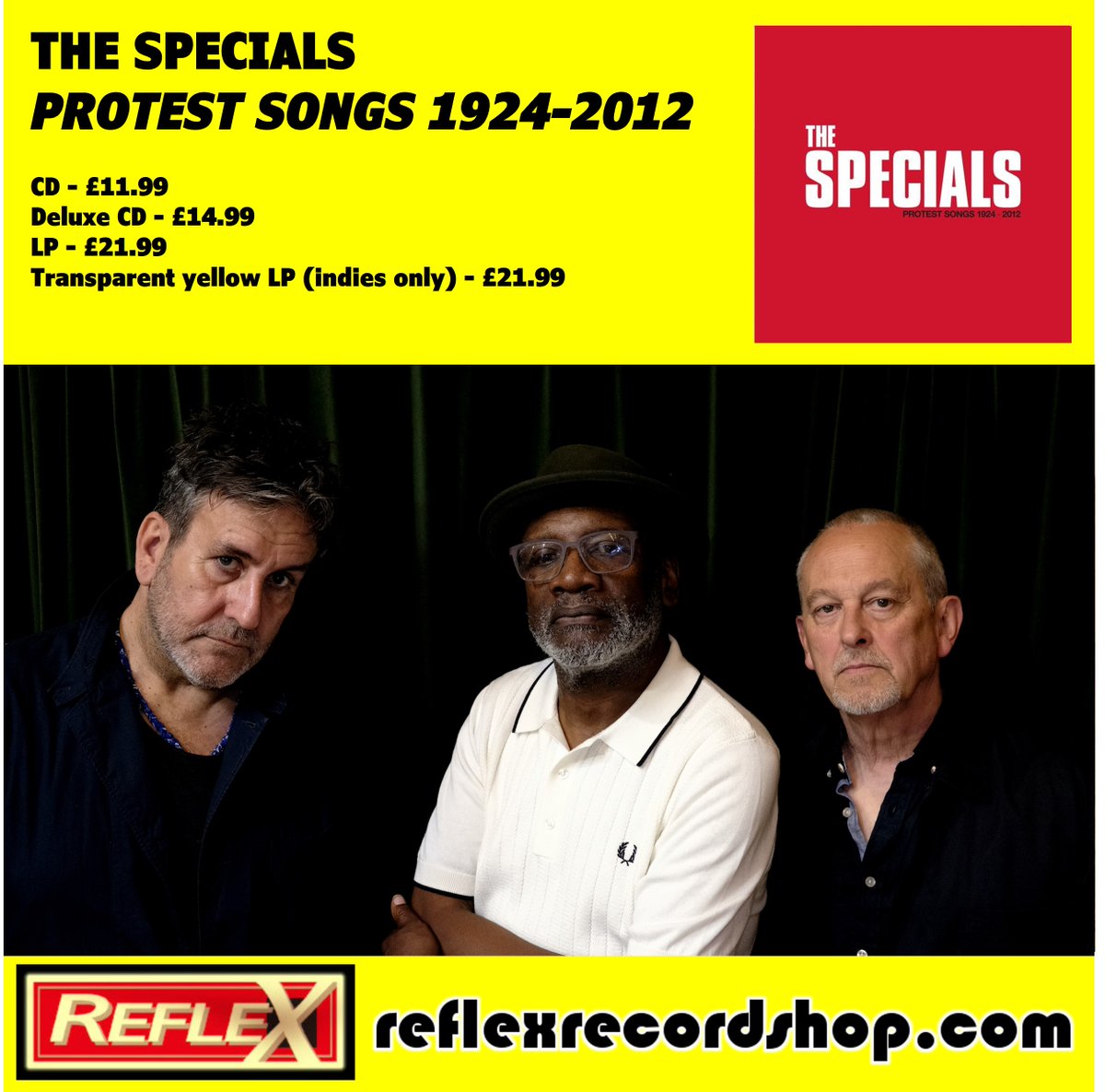 REFLEX CDs & VINYL (@reflex_cd_vinyl) on Twitter photo ALBUM OF THE WEEK
The Specials return with new album Protest Songs 1924-2012 - featuring 12 singular takes on specially chosen protest songs from across an almost 100-year timespan!
Order your copy here: reflexrecordshop.com/catalogue?srchā¦
<a href="/thespecials/">The Specials</a> <a href="/islandrecordsuk/">Island Records</a> ALBUM OF THE WEEK
The Specials return with new album Protest Songs 1924-2012 - featuring 12 singular takes on specially chosen protest songs from across an almost 100-year timespan!
Order your copy here: reflexrecordshop.com/catalogue?srchā¦
<a href="/thespecials/">The Specials</a> <a href="/islandrecordsuk/">Island Records</a>