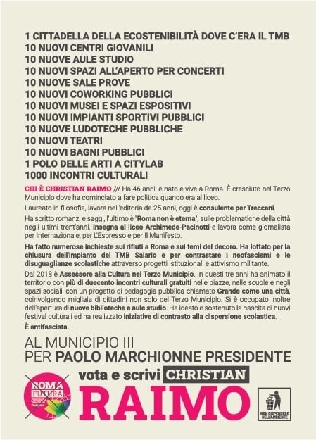 LowSpirit979's tweet photo. #elezioniamministrative2021 @christianraimo #IIIMunicipio https://t.co/jot2fKtxtY