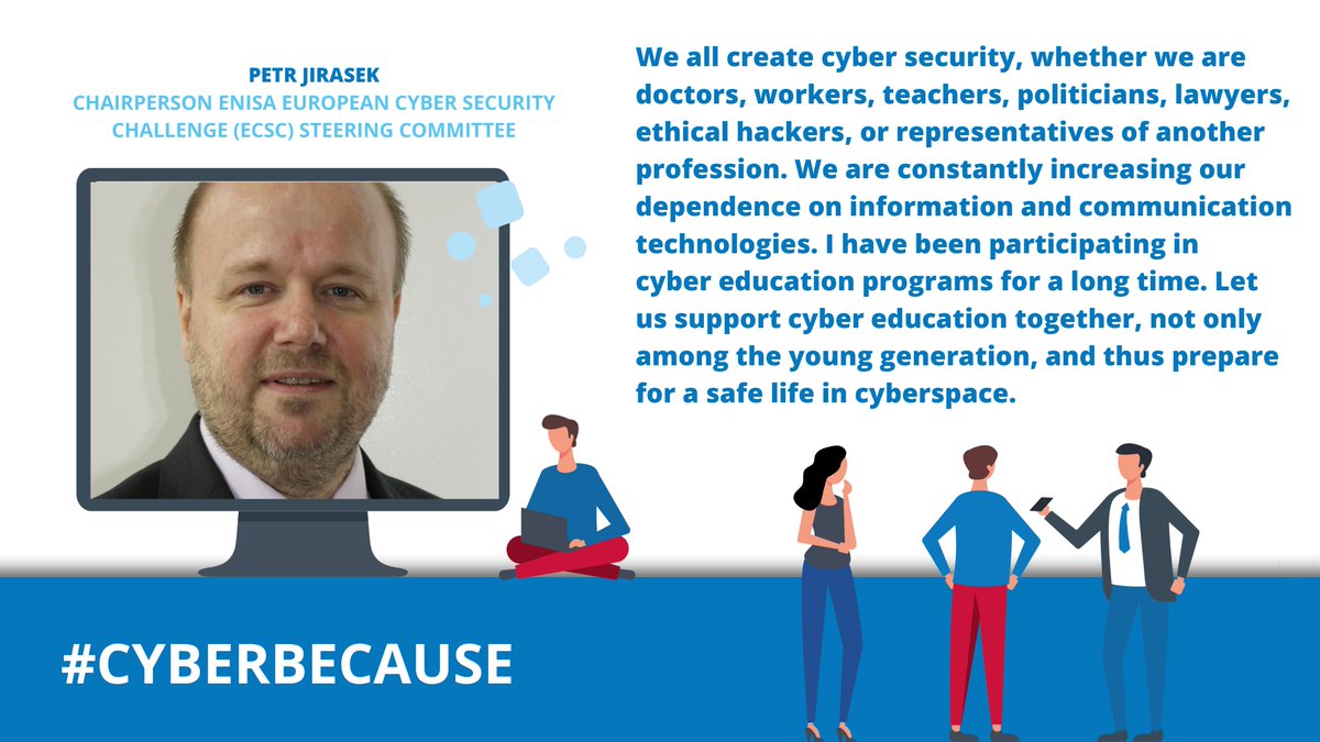 enisa_eu's tweet photo. While waiting for the results of the #ECSC2021, Petr Jirasek, Chairperson of the ECSC Steering Committee shares his #CyberBecause!
Watch live the closing ceremony to learn more and get inspired 📲 https://t.co/CXm28UZIVw https://t.co/zu8TTb8Nvh