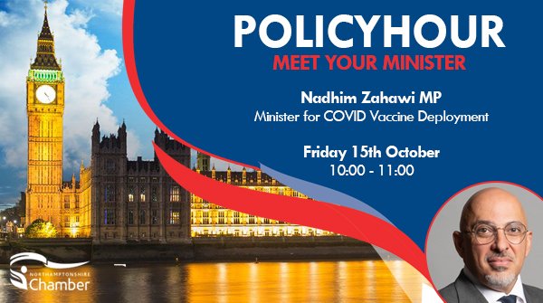 ➡️ Meet the Secretary of State for #Education ⬅️

🎙️ <a href="/NadhimZahawi/">Nadhim Zahawi</a> MP will join this #PolicyHour to talk about his new appointment of Cabinet Minister &amp; the UK's successful rollout of the #COVID19 #Vaccine which he led on ☑️

🖥️ Book now 👉 northants-chamber.co.uk/events/detail/…