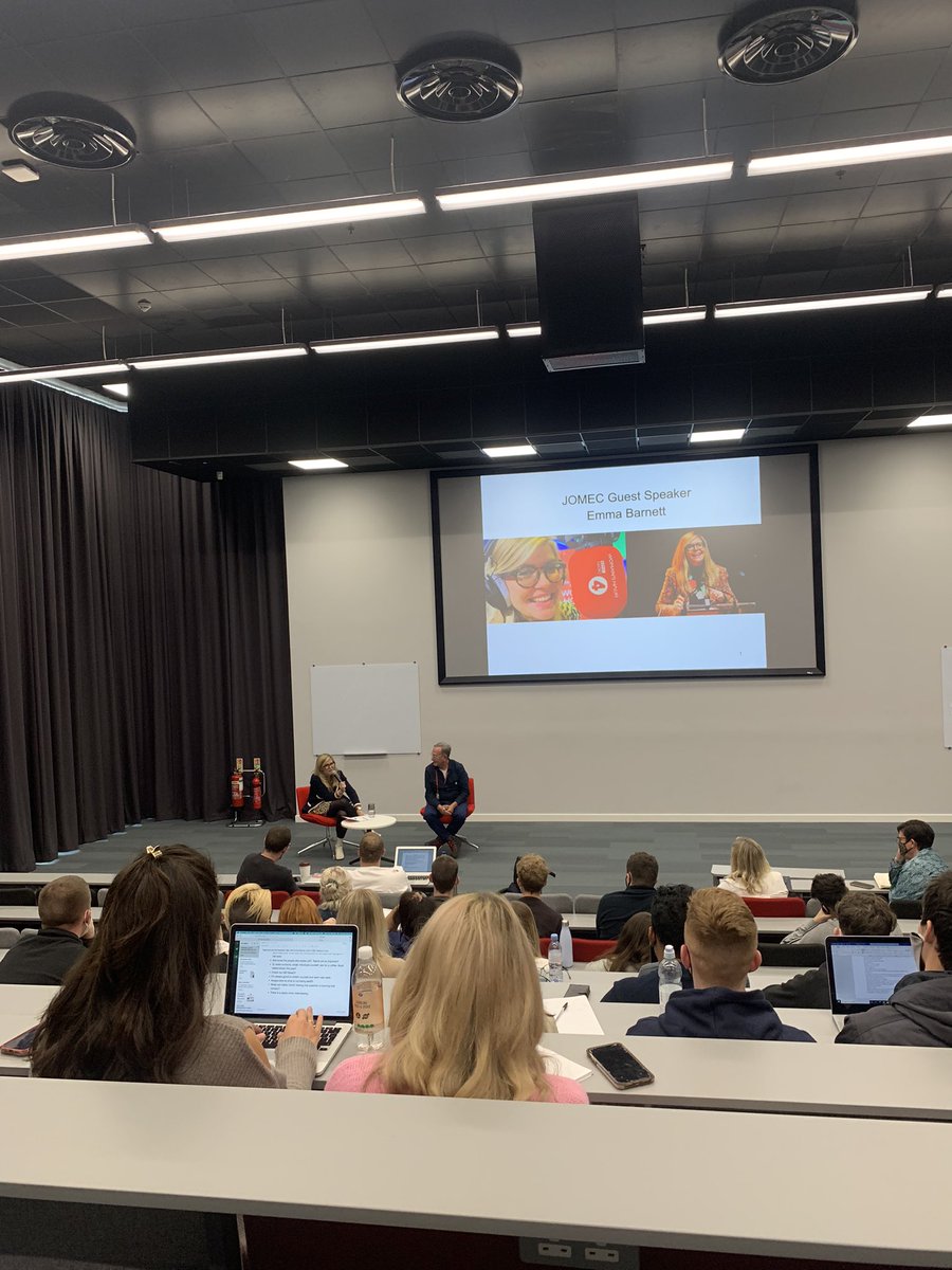 BroadcastCJS's tweet photo. Delighted to have our ex-alumni @Emmabarnett as our first guest speaker this afternoon! A fascinating insight into her successful career. #CardiffTrained #CJS2021 https://t.co/2gmsdtJpgP