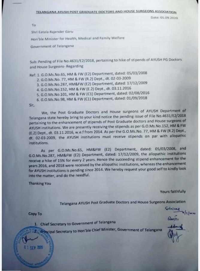 shanmukhanandan's tweet photo. #Stipendhikeforayushdoctors @KTRTRS @revanth_anumula @bandisanjay_bjp @kishanreddybjp @sravandasoju @the_hindu @Tolivelugu @@TelanganaHealth @TelanganaCMO since past 7yrs so called our bangaruTS Govt not implementing Go's regarding AYUSH stipend hike,how many yrs shall we wait? https://t.co/Z52j4cfzwb