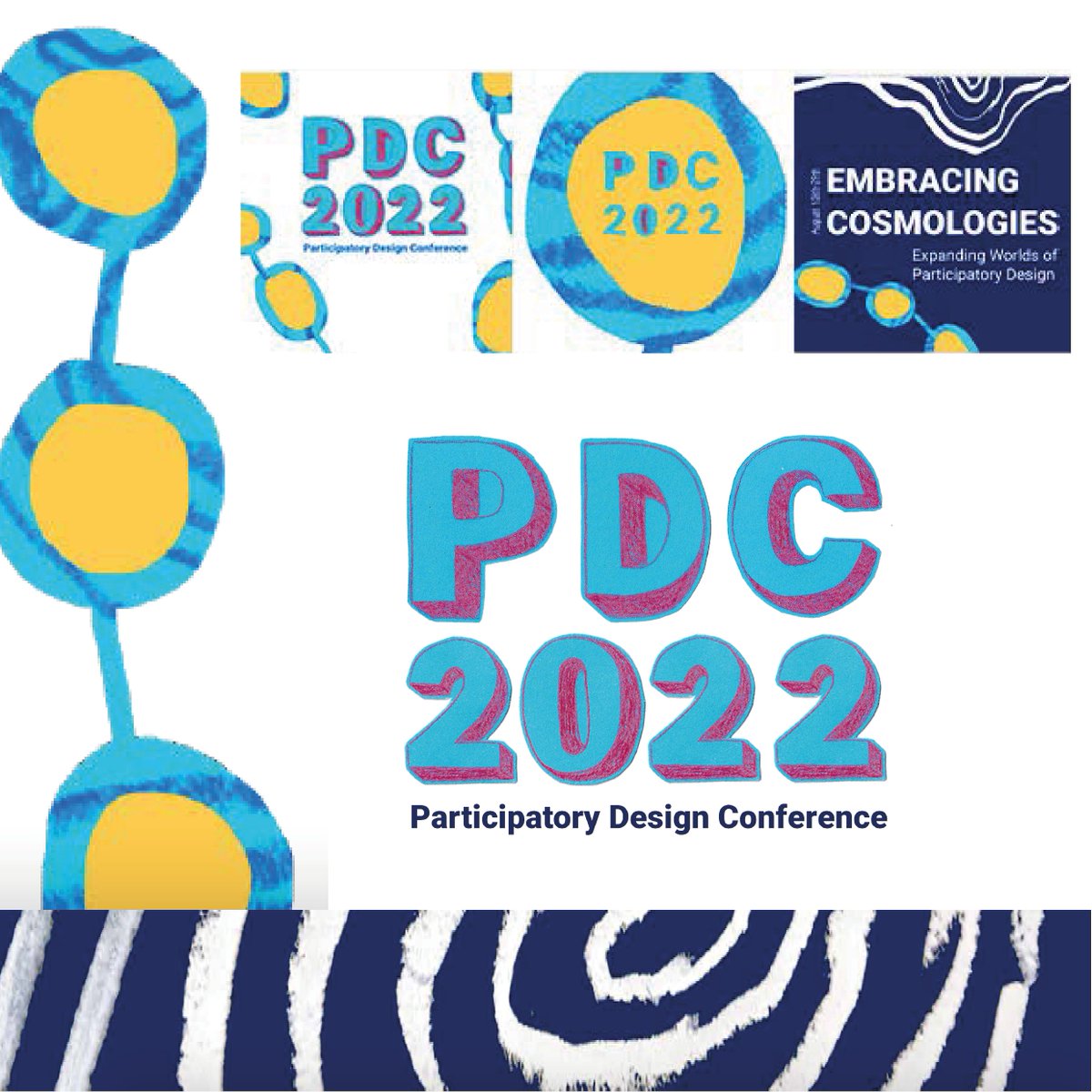 PDC_conference's tweet photo. Happy Friday! Here’s a sneak peek at our new branding for #PDC2022.
This has been created by the talented Ellen McConnell @EllenM_designs, a @NorthumbriaUni graduate from Belfast.
We think it's 🔥🔥🔥- but what do you all think?
#participatorydesign #designresearch #phddesign https://t.co/W09eaoX8Q2
