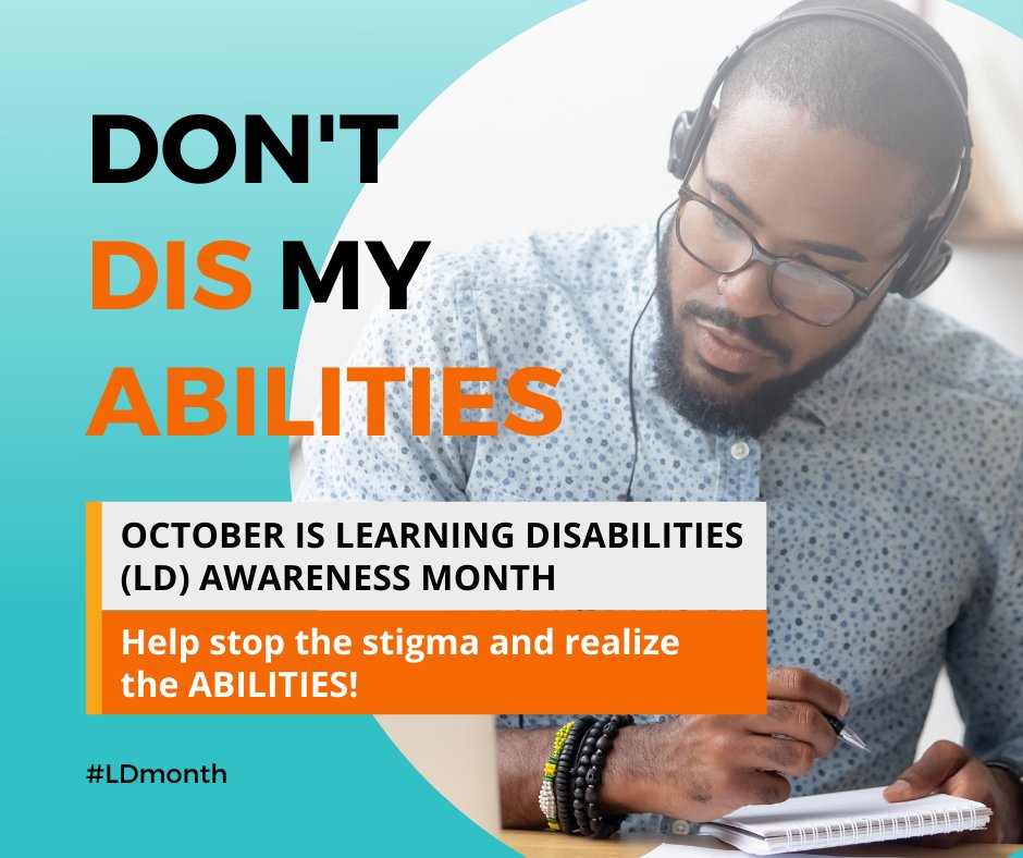 LDAWE1's tweet photo. Today starts #LDmonth! Help us celebrate and see the abilities! #LDAWEcommunity #DontDISmyABILITY https://t.co/8axHhHgxTM