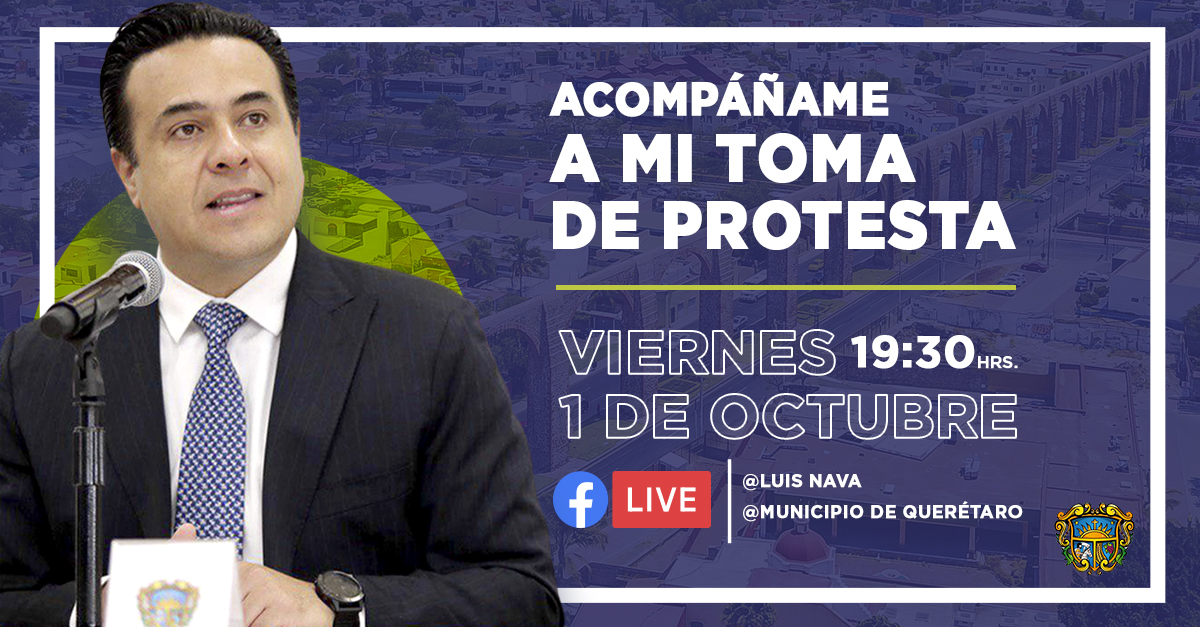 LuisBNava's tweet photo. Hoy a las 7:30 p. m., te invito a seguir la transmisión en vivo de mi toma de protesta como presidente municipal de esta bella ciudad.

Gracias por pemitirme seguir cumpliendo con el honor más grande de mi vida, que es servir a las y los queretanos. https://t.co/4oni5q21KM