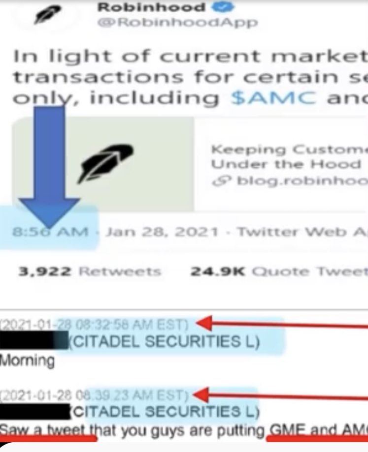 POTATO_INMYASS's tweet photo. Hey Citadel, how did you see a tweet from Robinhood before the tweet was even tweeted? 🤔

#CitadelBusted #GameOverCitadel
#KenGriffinLied #VladTenevLied #FinraKnew #amc #gme @citsecurities @vladtenev @POTUS @FBI @VP @SECGov @SEC_Enforcement @GaryGensler https://t.co/FNRhqANlG5