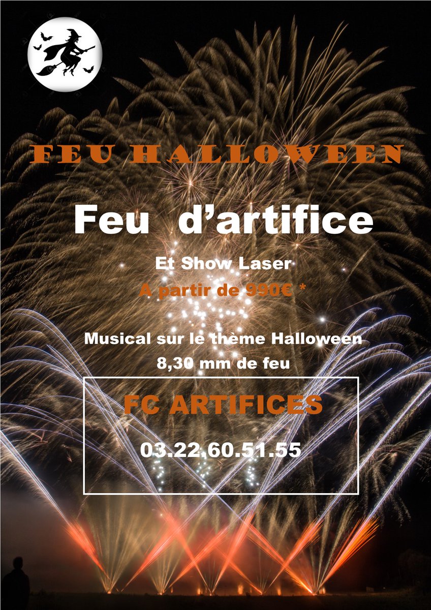 FC Artifices vous propose un feu d'artifice pour Halloween.
Renseigner vous au 03 22 30 51 55