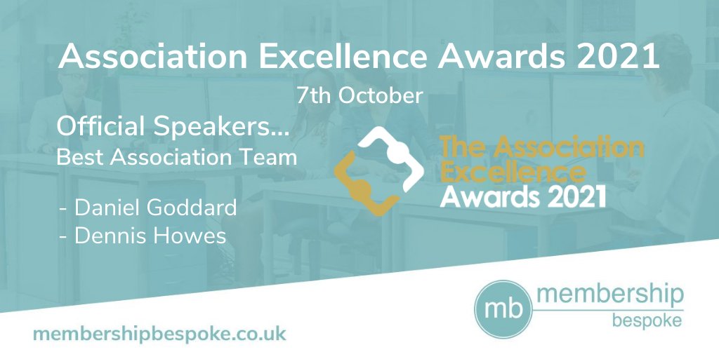 Not long now... The #AssociationExcellence Awards 2021!

Our Directors Daniel and Dennis will be there presenting the award for #BestAssociation Team!

#Membership #MembershipRecruitment 

associationexcellenceawards.co.uk