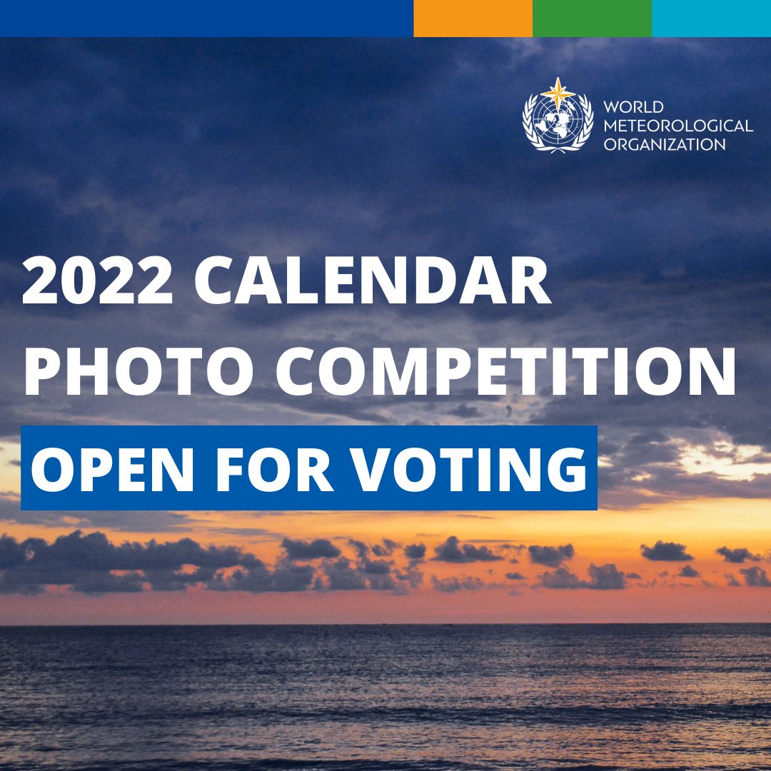 WMO's tweet photo. The WMO calendar competition is now open for voting! We received more than 1,100 photos from all over the world.  A WMO jury of meteorological, photographic and communications experts has narrowed down the entries to a shortlist of 60 photos!
 Vote here: https://t.co/UcQUZAkpPK https://t.co/Gfmwq4rq2i