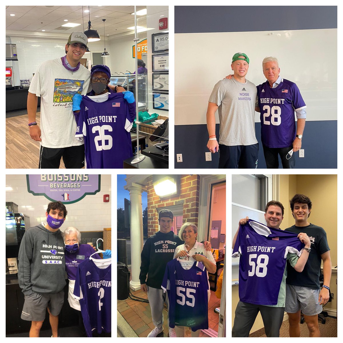HPUMensLax's tweet photo. The fellas went to campus yesterday and presented a note and their old game jerseys to someone who has positively impacted their life at HPU. #Pointtothepasser #KTS https://t.co/TlRu5fCkvA