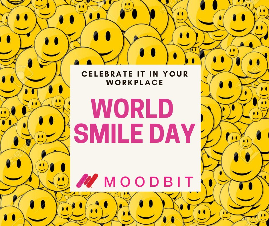A smile is so powerful, that it has its own Celebration Day. 
Celebrate it in your office, remote or in-person workplace. It's time to smile!
#Smile #WorldSmileDay #Celebrate #Office #RemoteWork #Workplace #Team #Moodbit #Community