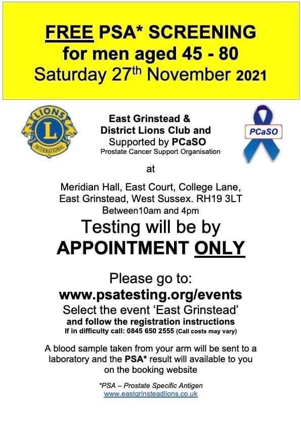 FREE Prostate Screening.
Book early to avoid disappointment. #prostatecancer #psatestingsaveslives #psatest #eastgrinstead