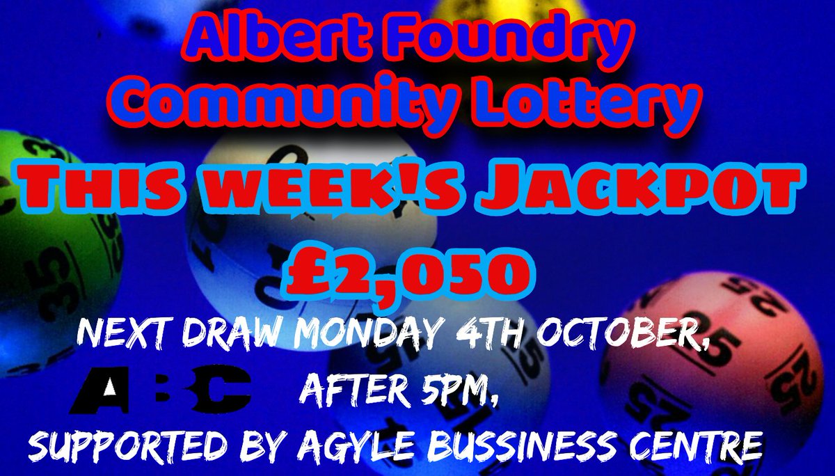 Albert Foundry FC (@albertfoundry) on Twitter photo Support our Community Lottery with <a href="/AlbertFoundry/">Albert Foundry FC</a> & <a href="/AcademyAlbert/">Albert Foundry Academy FC</a>
Click the link below to enter:
play.clubforce.com/play_newa.asp?… Support our Community Lottery with <a href="/AlbertFoundry/">Albert Foundry FC</a> & <a href="/AcademyAlbert/">Albert Foundry Academy FC</a>
Click the link below to enter:
play.clubforce.com/play_newa.asp?…