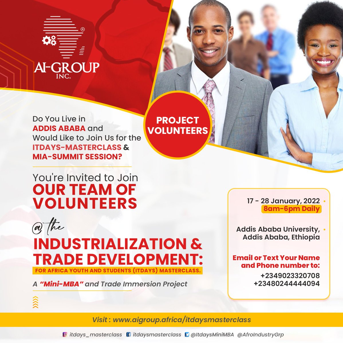 Africa Industrialization Group Inc. (@afroindustrygrp) on Twitter photo As the Jan 2022 @ItdaysMiniMBA draws near, our faculty is poised to raise new generation entrepreneurs. The program is committed to raise outstanding pan-African champions, industry & trade drivers. We've initiated a call for young Africans to join our #ProjectVolunteers. <a href="/AfCFTA/">AfCFTA Secretariat Official</a> As the Jan 2022 @ItdaysMiniMBA draws near, our faculty is poised to raise new generation entrepreneurs. The program is committed to raise outstanding pan-African champions, industry & trade drivers. We've initiated a call for young Africans to join our #ProjectVolunteers. <a href="/AfCFTA/">AfCFTA Secretariat Official</a>