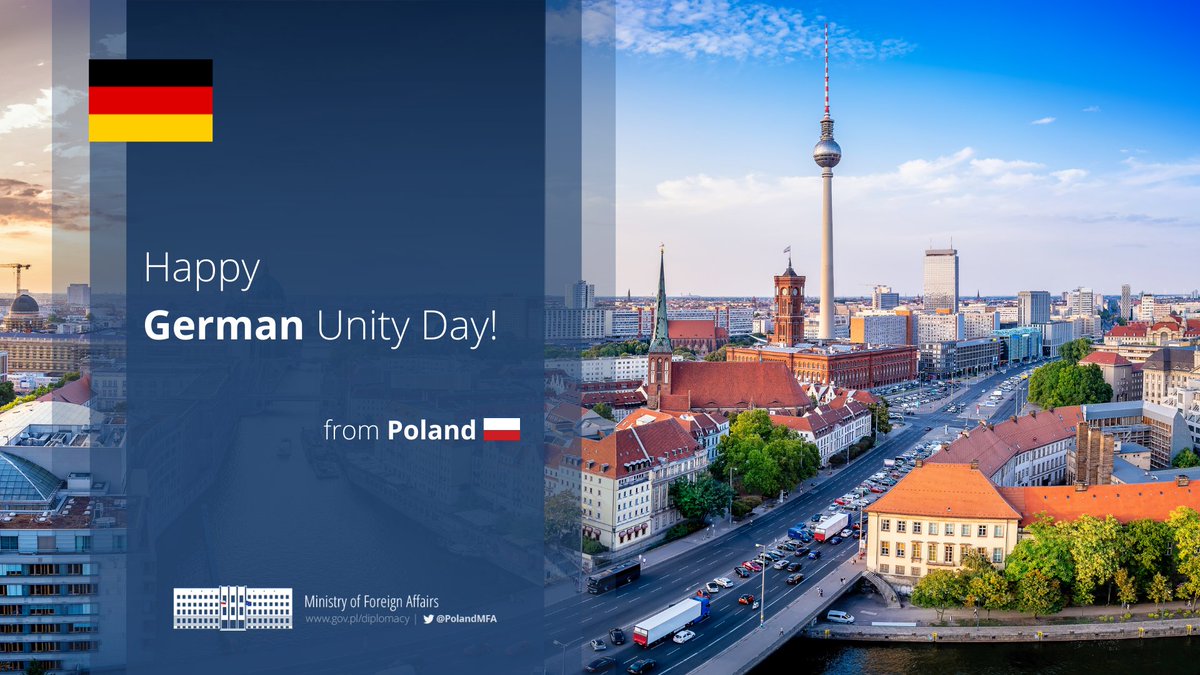 Dear friends from #Germany 🇩🇪!

#Poland 🇵🇱 wishes you a happy German Unity Day!

#TDE2021 #TagderDeutschenEinheit #DeutscheEinheit