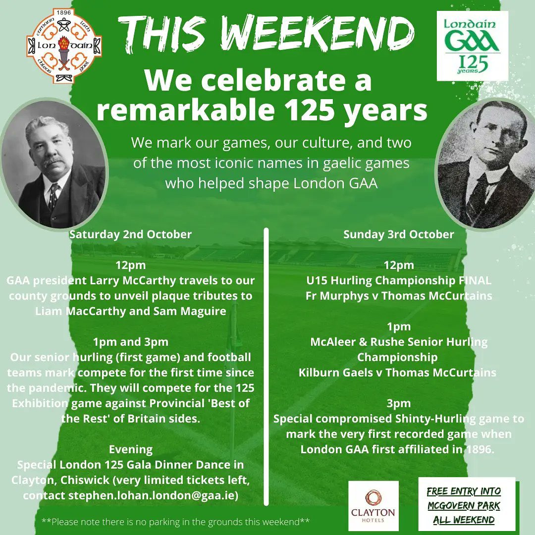 Congratulations to <a href="/LondainGAA/">London GAA</a> on its 125th anniversary this year. 👏 👏 🎂

Check out the full programme of events London GAA have in store in this weekend 👇
<a href="/BPCGAA/">Britain GAA</a> <a href="/officialgaa/">The GAA</a>
#London125