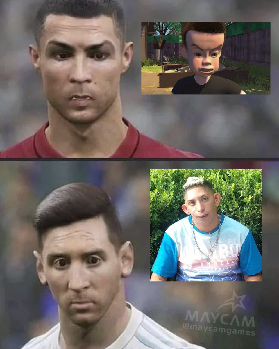 maycamgames's tweet photo. ESTÁS IGUAL!! QUE OTROS PARECIDOS ENCONTRARON??
#eFootball #eFootball2022 #eFootball22 #PES #PES2022 #PES22 #MemesGamer #MemeGamer #PesMeme #eFootballMeme #MemesDeVideojuegos #MemePes #MemeeFootball #Messi #Messirve #CR7 #CristianoRonaldo #Syd #ToyStory #Wachiturros #Chuchu https://t.co/8U00NYlLIK