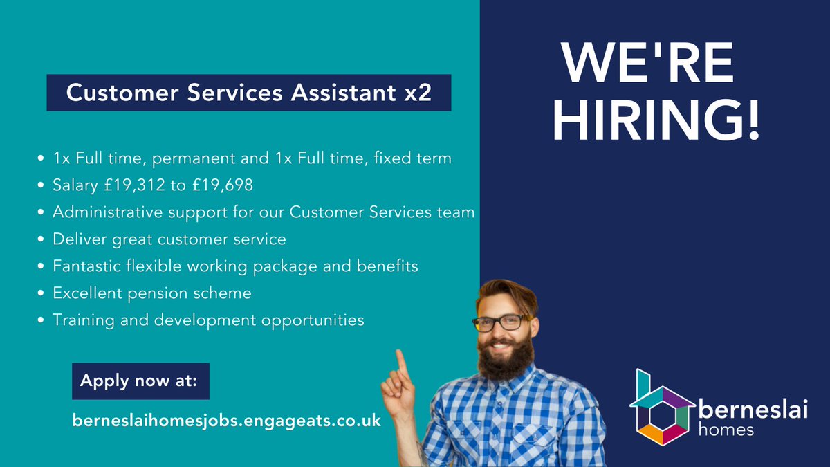 Come and join the team! Looking for a new job where you can help us listen to our customers and learn from what they’re telling us? 

These brand new roles come with great benefits including flexible working! Apply now at berneslaihomesjobs.engageats.co.uk #jobs #barnsley