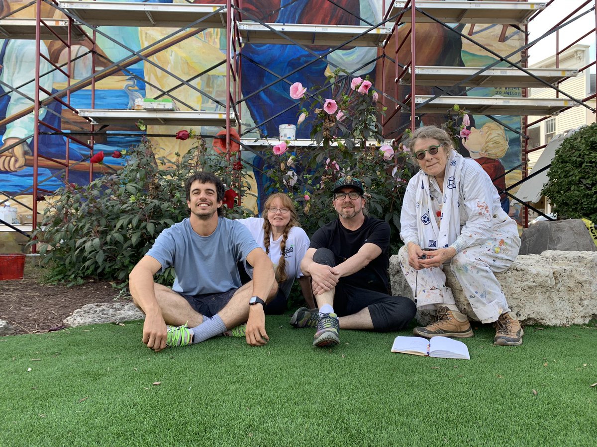 MrHennebry_lhs's tweet image. It was great to visit the artists at work on the Stonecutters mural, including LHS Art Alumni Ingrid Kallick (1979) &amp;amp; @MoriartyRob (1990) along w/ artists Harrison Halaska &amp;amp; lead artist Caryl Yasko. Thanks Caryl for inviting me to add a brush stroke, I’m honored. 📸 Rob Moriarty