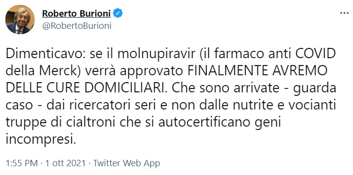 MinutemanItaly's tweet photo. E niente, se l'ha smarcata pure lui vuol dire che per i vaccini mRNA è finita https://t.co/1WFIjOcfUy