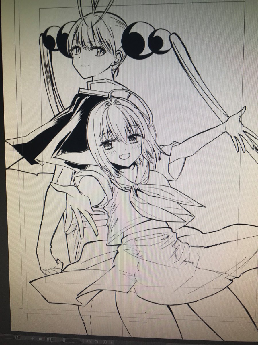 今月の原稿はこんな感じ〜
前後編あるので2枚載せます。
片方は1話の扉絵のリメイクですが、あの頃よりも絵が上手くなったなーと思います!
ここまで続けることができたのも、作品を見てくださる皆さんの応援のおかげです。本当に、心から感謝しています。
まだまだ制作途中なので、がんばりまーす! 