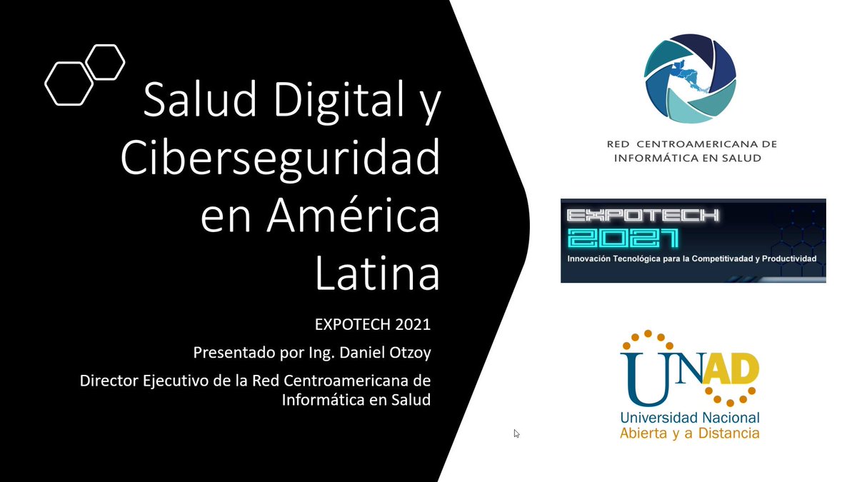 ¡Hoy estaremos en Expotech2021! 8:00 a.m. hora de Centroamérica representando a la <a href="/RECAINSAnetwork/">RECAINSA</a>  auspiciadora del evento. Gracias <a href="/EXPOTECH_UNAD/">Expotech_UNAD</a>  por la invitación.

Únanse a nosotros: lnkd.in/e5f4-zBZ
#SaludDigital #Ciberseguridad #LATAM