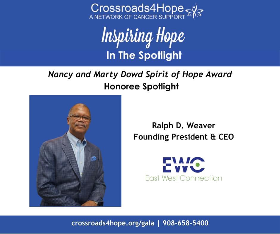 EWCMeetings's tweet image. The @Cr4Hope Inspiring Hope In The Spotlight Gala is less than a week away! Join our President &amp;amp; CEO, Ralph Weaver, as he is presented with the Nancy and Marty Dowd Spirit of Hope Award. For more information, visit crossroads4hope.org/gala.