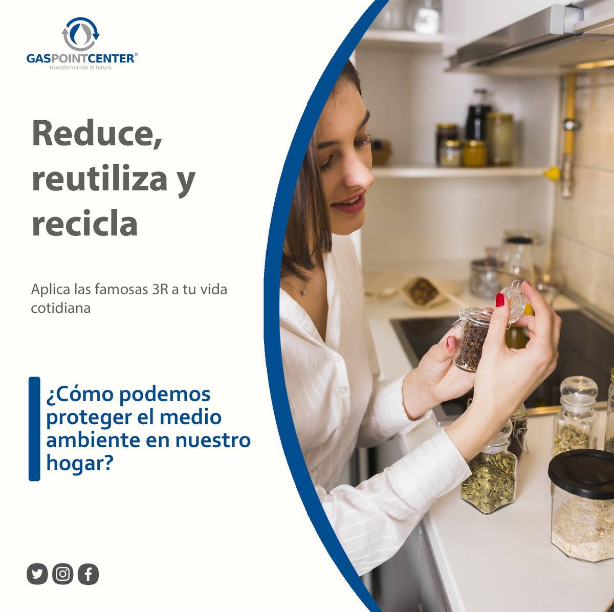 gaspointcenter's tweet photo. Aplica las famosas 3R a tu vida cotidiana y hazlo en ese orden: no compres cosas innecesarias, antes de tirar algo a la basura pregúntate si puedes darle una segunda vida (por ejemplo, los tarros de cristal se pueden emplear para guardar azúcar o sal) 
#gaspointcenter #AutogasGLP https://t.co/DA5IXaenfT