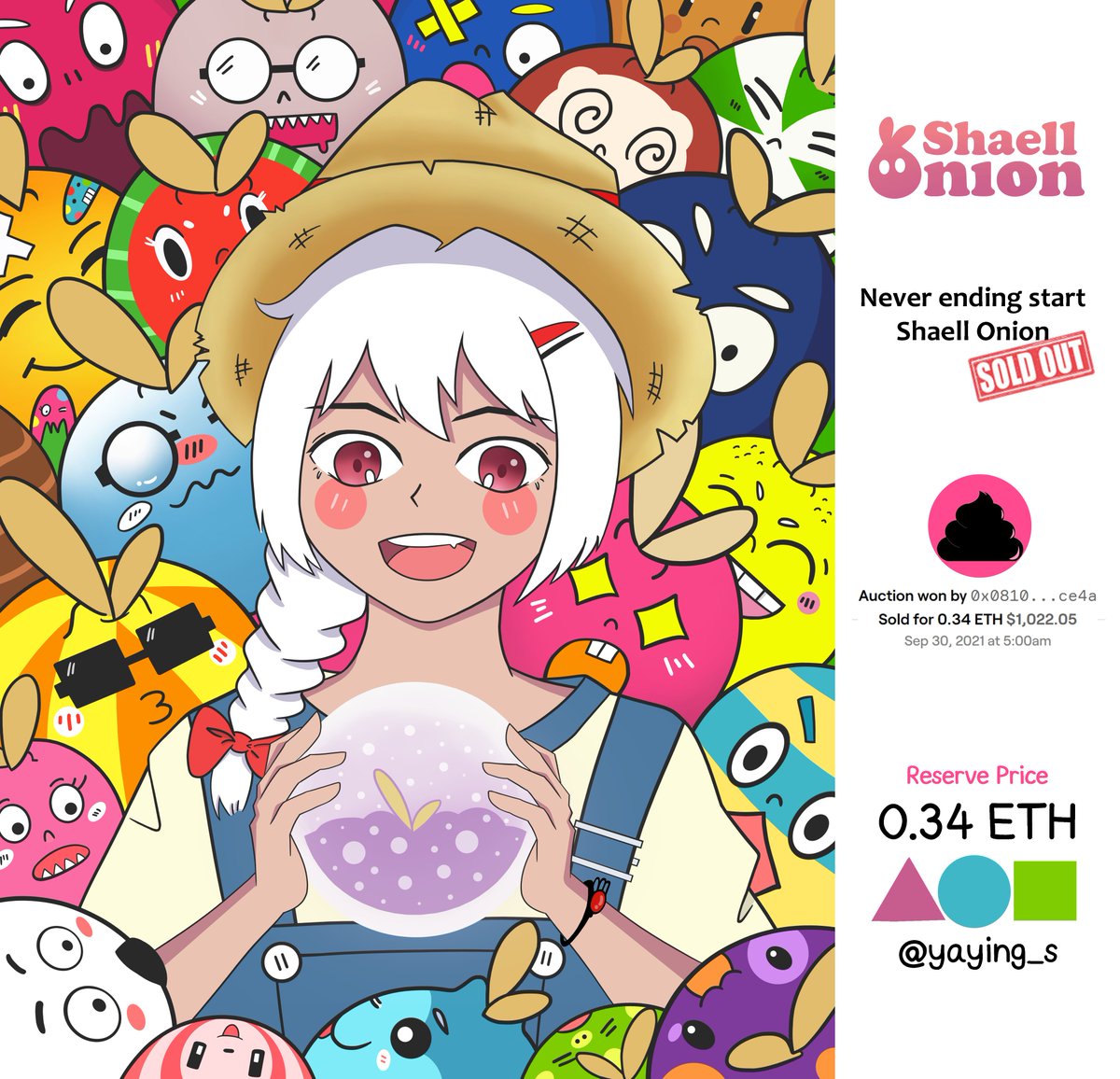 They are onions that grow because of the dream of a girl her name is Shaell. She planted onion and used her dream to make the onions grow. But she's a dreamer. The onion grew and filled her garden. Those onions looked different 10000 unique🧅🌟 #NFT 
 🖍️ foundation.app/@yaying_s