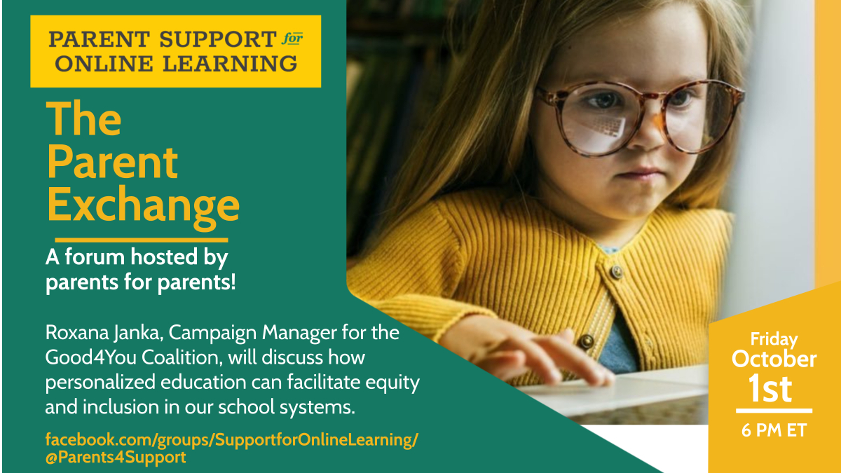 Parents4Support's tweet photo. Tune in today at 6 pm ET to learn more about the @GoGood4U campaign for equity, inclusion, and personalized learning.
Watch here: https://t.co/eEUDFGcOC5
#onlinelearning #personalizedlearning #education #EdEquity #Good4U #parentexchange #distanceleanring https://t.co/NTSoIyAFri