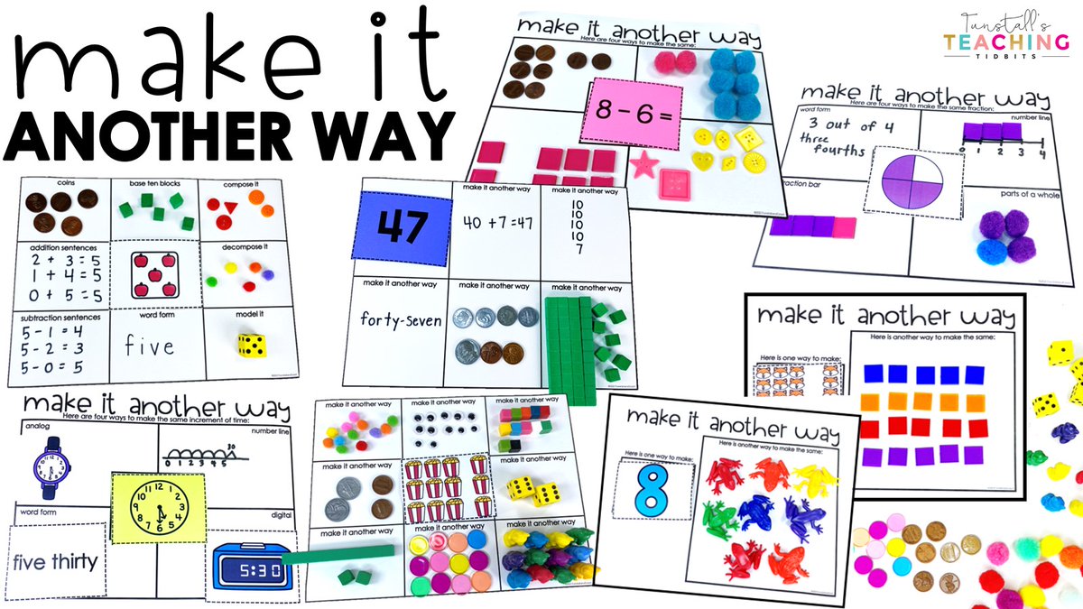 reagantunstall's tweet photo. Explore student math understanding across the math strands by using manipulatives and organized mats to "Make it Another Way". Blog Post: https://t.co/bV4Mat69on #teacher #mathchat https://t.co/EqV0u3nmZd