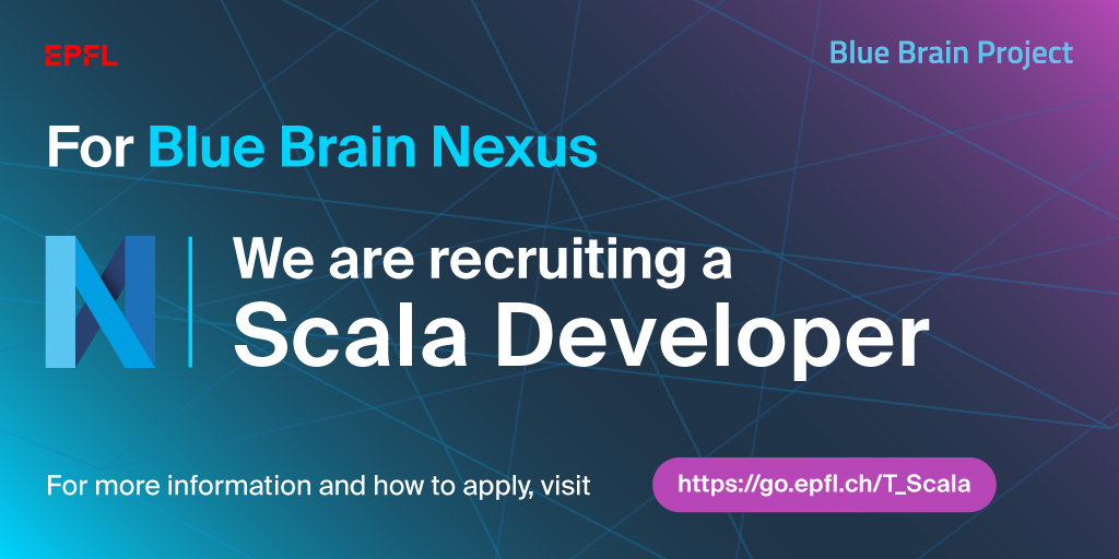 BlueBrainPjt's tweet photo. We are #recruiting a Scala Developer to work on Blue Brain Nexus.

Find out more and apply - https://t.co/HQf6DGLuqZ 

#OpenSource #OpenScience
@bluebrainnexus https://t.co/4ZIvyoigdz