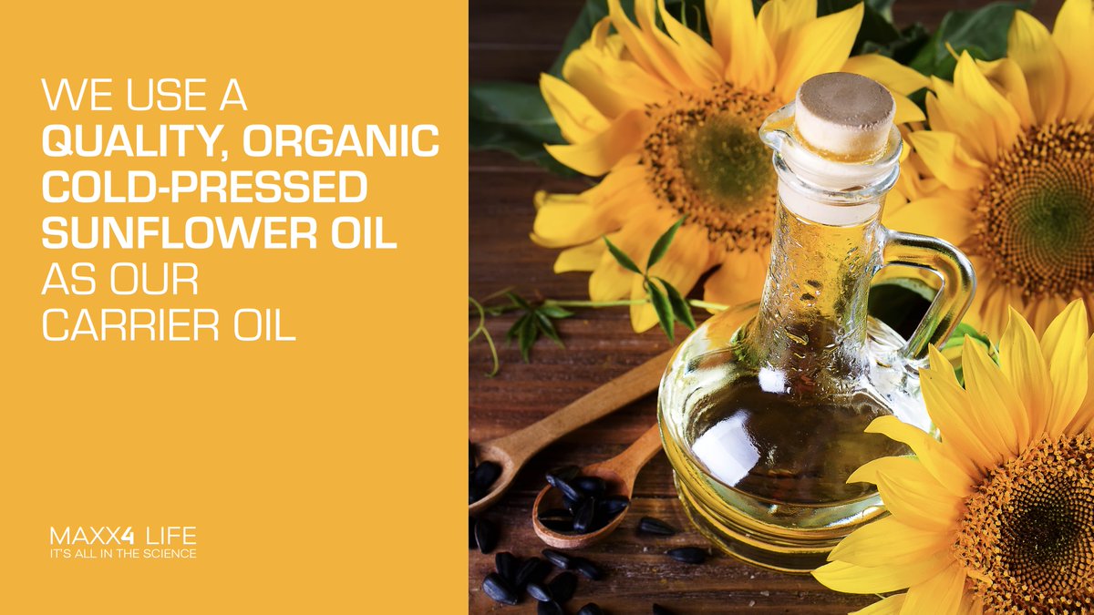 Maxx4_Life's tweet photo. We use a quality organic cold-pressed Sunflower oil as our carrier oil, which is used because of the Lecithin benefits and its low viscosity. This enables the oil to reach all corners of the mouth, giving the highest possible absorption.
#maxx4 #healthylifestyle #cbd #cbdoil https://t.co/HYlNtX2XwG
