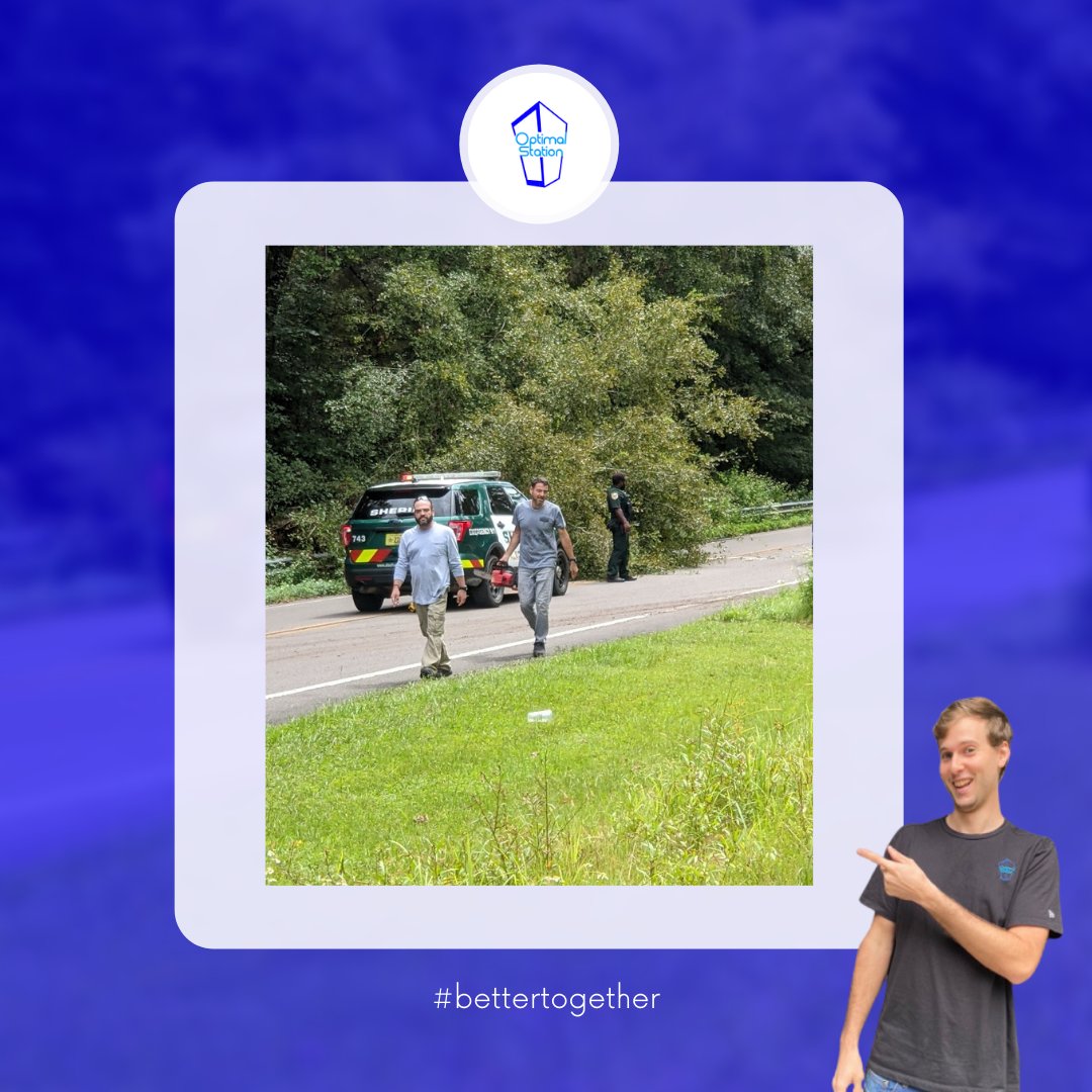 optimalstation's tweet photo. Shoutout to Alex and Teddy for stepping up to help when a tree fell and was blocking a road near the warehouse! Way to go guys! 💪 #alwaysoptimal https://t.co/VYk7APthMc
