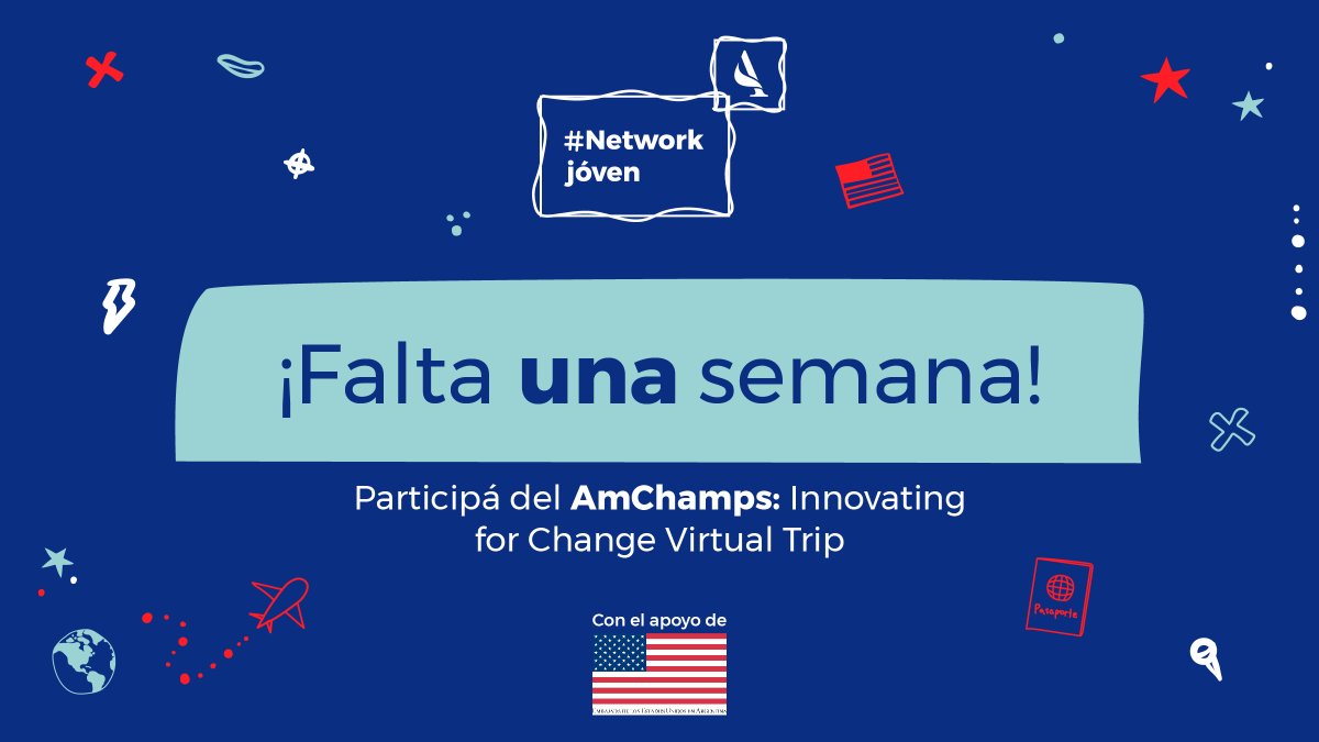 AmChamArgentina's tweet photo. Todavía estás a tiempo de postularte al AmChamps: Innovating for Change Virtual Trip✈️
Sé uno de los 25 jóvenes profesionales que participarán del primer viaje virtual de #NetworkJoven.
📌Presentarte al viaje es fácil y gratuito. ¡Hacelo ahora!
👉 https://t.co/yaFOtU9r8G https://t.co/EDQ7aICn98