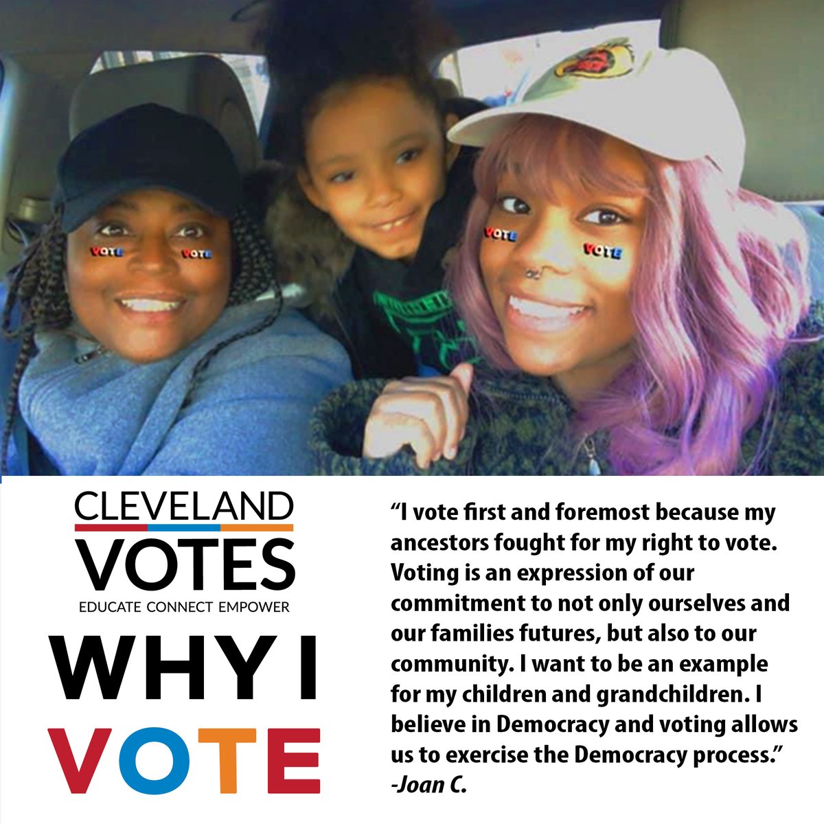 TowardsEmploy's tweet photo. Why do YOU vote?
Share your story with @CLEVotes and help encourage voter registration in Cleveland!
#WhyIVote #CLEVotes https://t.co/kb9D3TJlPb