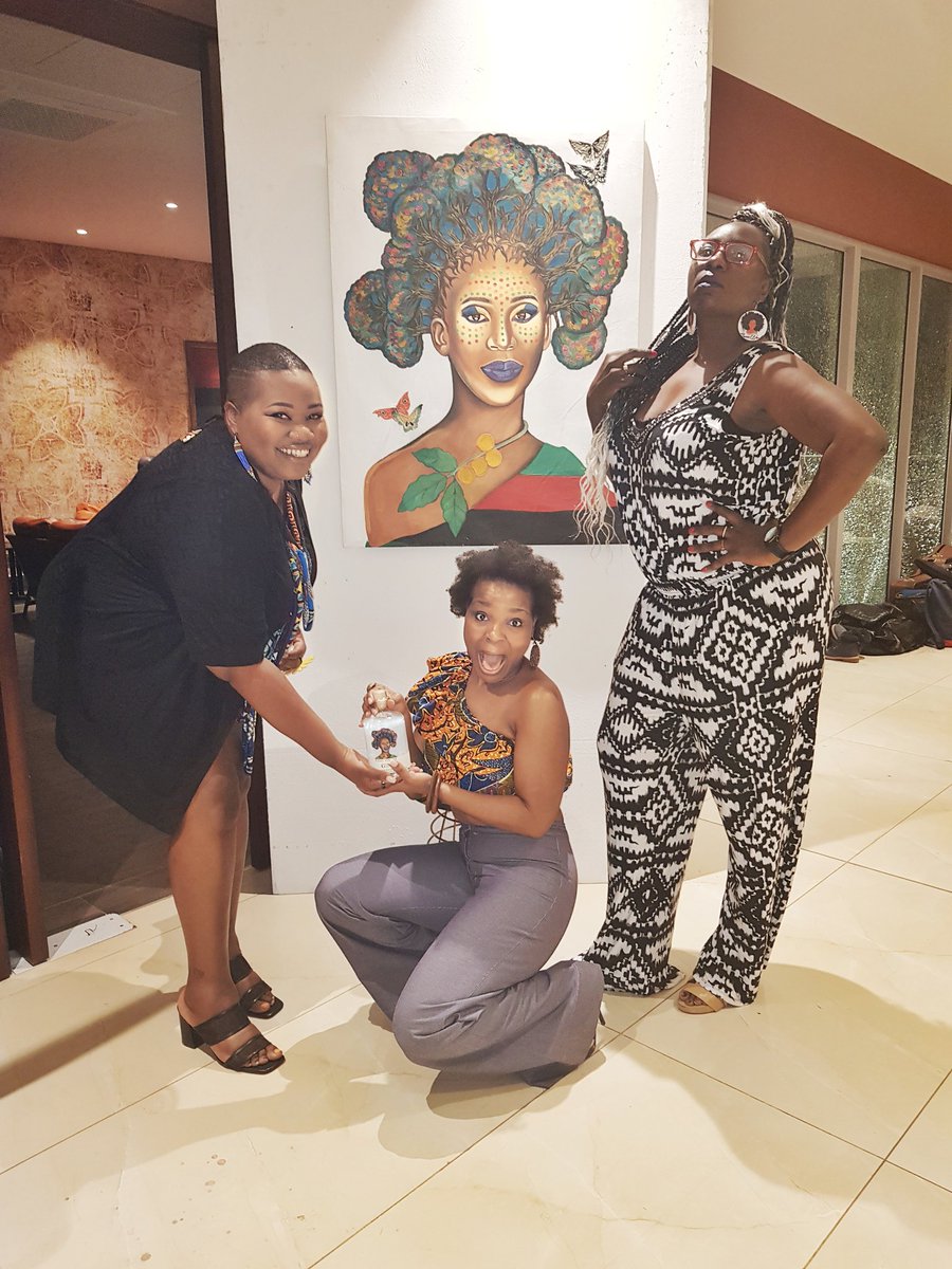 whoops_c's tweet photo. Fabulous night @NuksCruks @NukwaseTemboArt art exhibition @QuorumZambia. 

Filmmaker madness with @SeyaFundafunda @blackcoffee_hot with Iconic African Gin. May have figured out a new side gig he he. 

A few if my favourite pieces from the night. https://t.co/pHC1cdU5wG