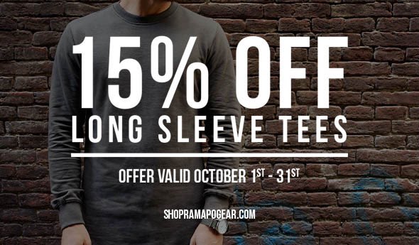 🚨Hey Roadrunners! New month, new sale! You will get 15% off long sleeve tees NOW through 10/31 at shopramapogear.com! 

#WeAreRCNJ #RamapoCollege
<a href="/ramapocollegenj/">Ramapo College</a> <a href="/ramaposga/">Ramapo SGA</a> <a href="/ramapo_csi/">RCNJ's Center for Student Involvement</a>