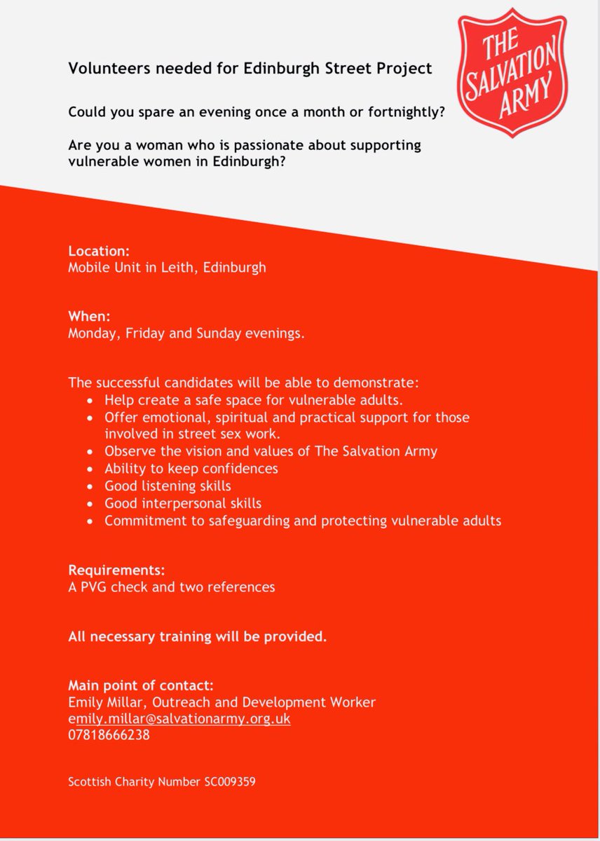 Do you have a passion for supporting women? The Street Project are looking for volunteers, get intouch with Emily to out more. 👇