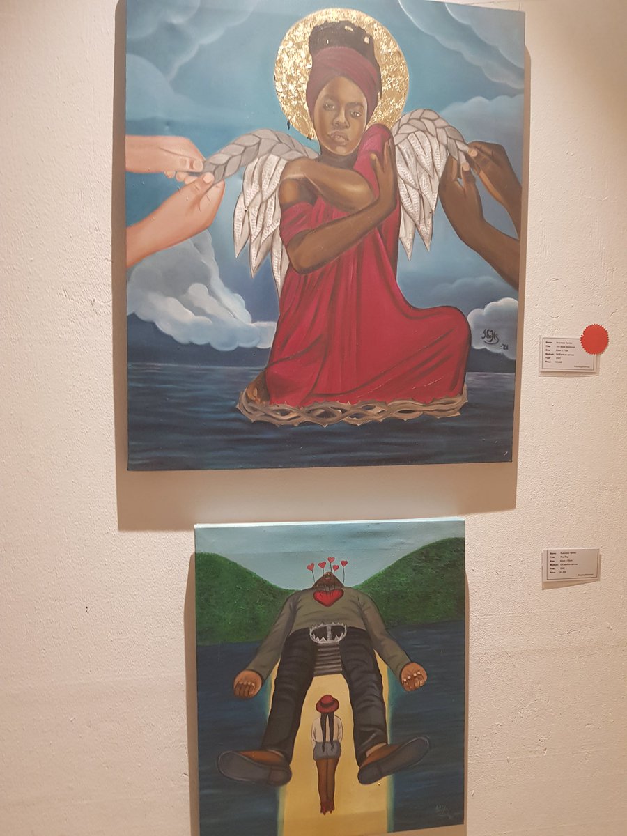 whoops_c's tweet photo. Fabulous night @NuksCruks @NukwaseTemboArt art exhibition @QuorumZambia. 

Filmmaker madness with @SeyaFundafunda @blackcoffee_hot with Iconic African Gin. May have figured out a new side gig he he. 

A few if my favourite pieces from the night. https://t.co/pHC1cdU5wG