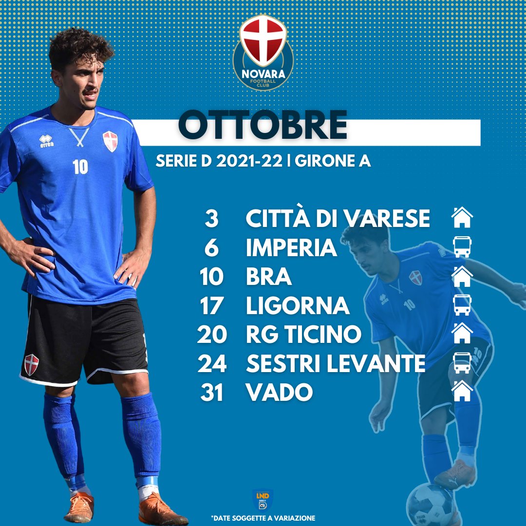 novarafootball's tweet photo. BENVENUTO OTTOBRE
π Diamo uno sguardo agli appuntamenti del mese degli azzurri β¬οΈ
7οΈβ£ partite
4οΈβ£ match casilinghi π
3οΈβ£ trasferte in Liguria π
2οΈβ£ turni infrasettimanali (Imperia e RG Ticino)
#savethesedates βπ»
#ForzaNovara π΅βͺ https://t.co/CZjb0kyysy