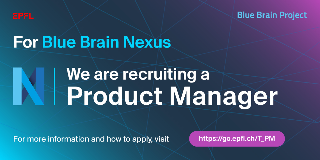 BlueBrainPjt's tweet photo. Join the Blue Brain Neuroinformatics Software Engineering team as the Product Manager for Blue Brain Nexus.

For more information and how to apply - https://t.co/jBIexdebxz

 #recruiting  #OpenSource #OpenScience
@bluebrainnexus https://t.co/4COCZozDWX