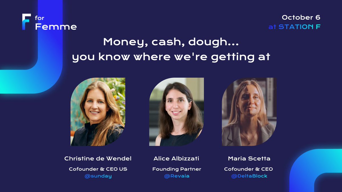 joinstationf's tweet image. 🤑 Money can't buy happiness but it sure runs the World and it's not just a men's business. During F for Femme, we will discuss trading, fundraising and investment with Christine de Wendel, @AlbizzatiAlice &amp;amp; @MariaScettaT 

Request an invite 👇
stationf.co/events/f-for-f…