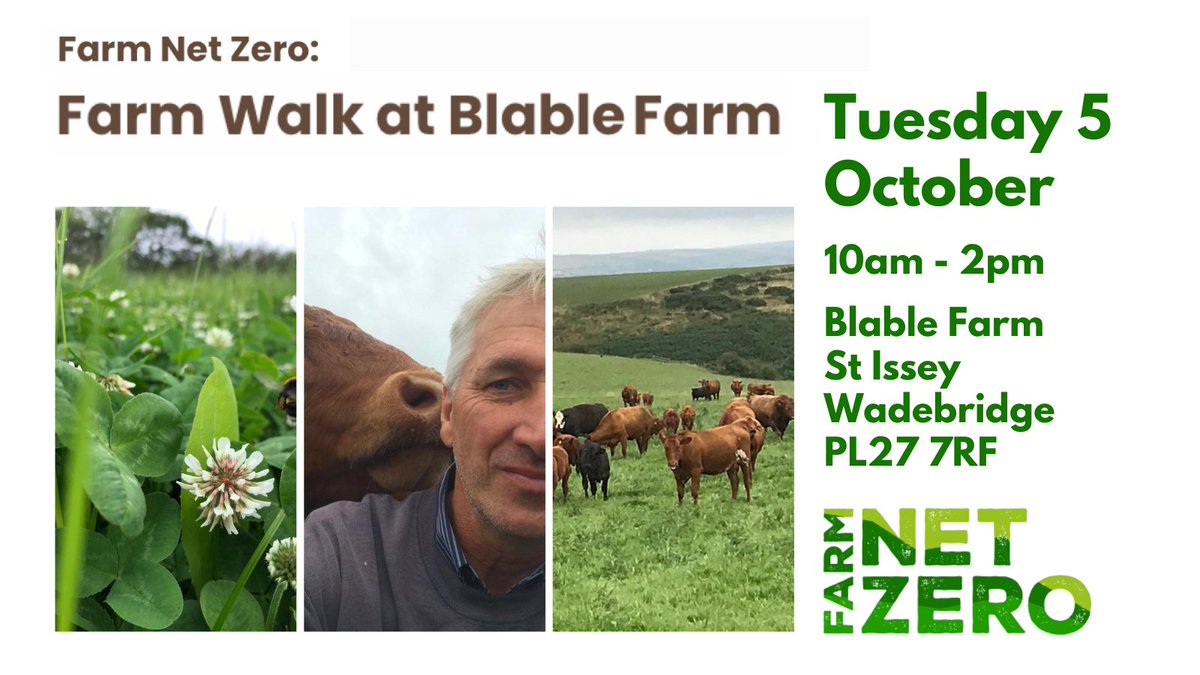 FarmCO2Toolkit's tweet photo. #FarmNetZero is an exciting new project in #Cornwall, offering local farmers &amp; growers a range of activities/practical advice on how to ⬇️ #GHG emissions &amp; reach #NetZero carbon. 
Next farm walk: 5th October nr #Wadebridge. 
Pls join us!👉 https://t.co/ovpcKcOBik #Cornishfarming https://t.co/eoU6nybJZ9