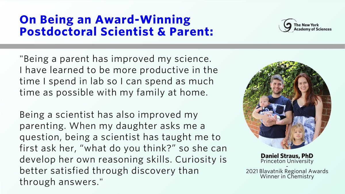 How can a science identity intersect with the other parts that shape a person's life? Hear from 2021 <a href="/BlavatnikAwards/">Blavatnik Awards</a> Winner Daniel Straus on how raising children improved his science and how being a scientist improved his parenting:
bit.nyas.org/3CQkSRb
<a href="/NYASciences/">NYAS</a>