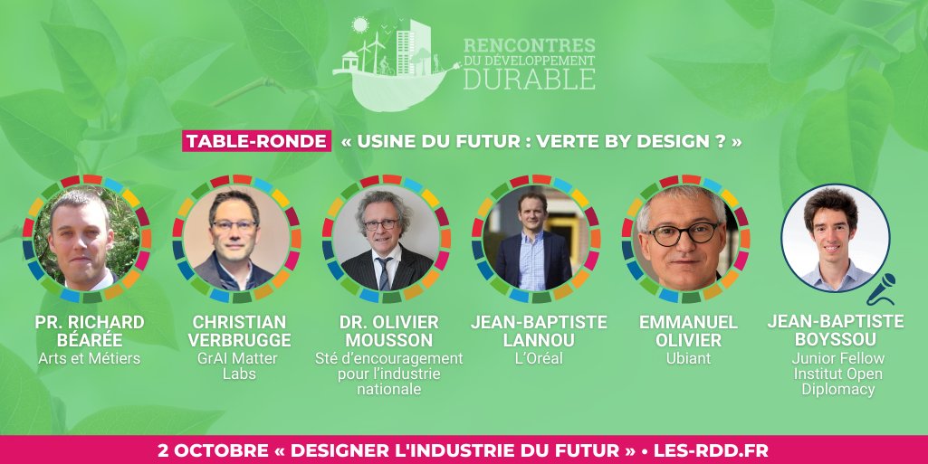 📣 #RDD2021 Table-ronde : Usine du futur : verte by #design ?

🎤 <a href="/BEAREERichard/">Richard Bearee</a> <a href="/ArtsetMetiers_/">Arts et Métiers - ENSAM</a> • <a href="/C_Verbrugge/">Christian VERBRUGGE</a> <a href="/GrAIMatterLabs/">GrAI Matter Labs</a> • <a href="/oliviermousson/">olivier mousson</a>  • Jean-Baptiste Lannou <a href="/LOrealGroupe/">L'Oréal Groupe</a> • <a href="/EmmanuelOlivier/">Emmanuel Olivier</a> <a href="/ubiant/">ubiant</a>

📅 02/10 à 9h35
 👉 les-rdd.fr
