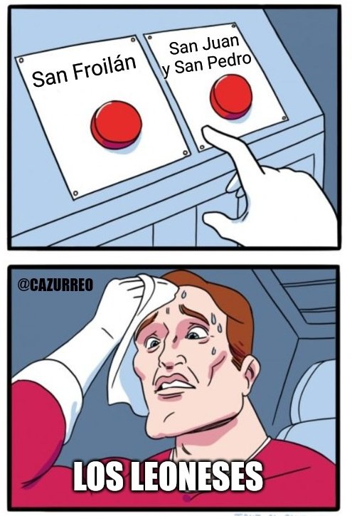 Y vosotros ¿de qué fiesta sois?

RT ----> San Froilán
FAV --> San Juan y San Pedro

#leonesp #cazurreo